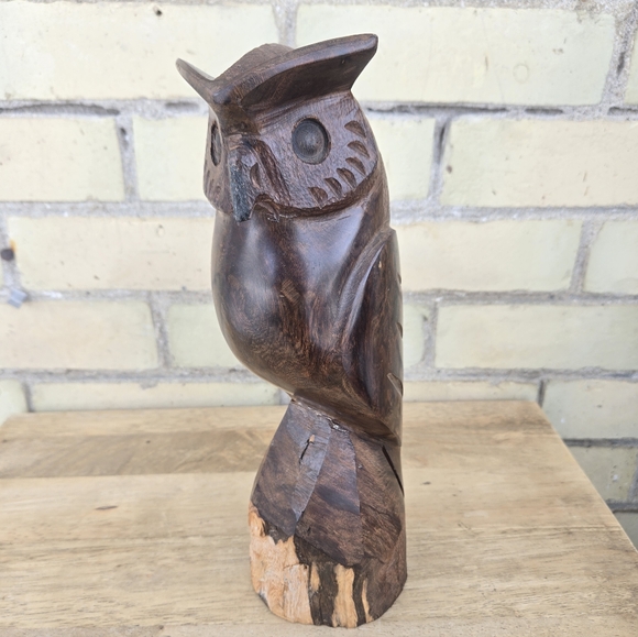 Hand Crafted Other - Wood Carved Owl Statue